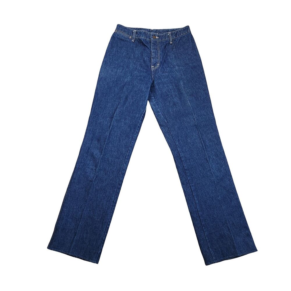 Vintage 70s 80s Calvin Klein Jeans High Rise Straight Leg 14 Dark Wash Rigid